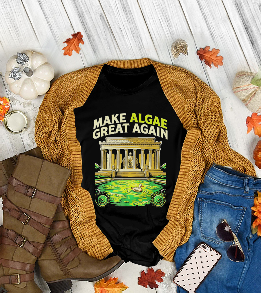 Make Algae Great Again Greek Temple Duck Pond Political Satire T-Shirt