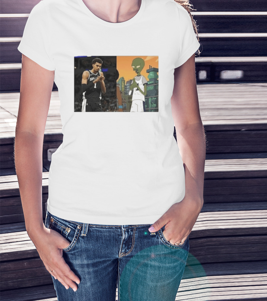 2026 Victor Wembanyama Spurs Alien Meme Basketball Fans T-Shirt