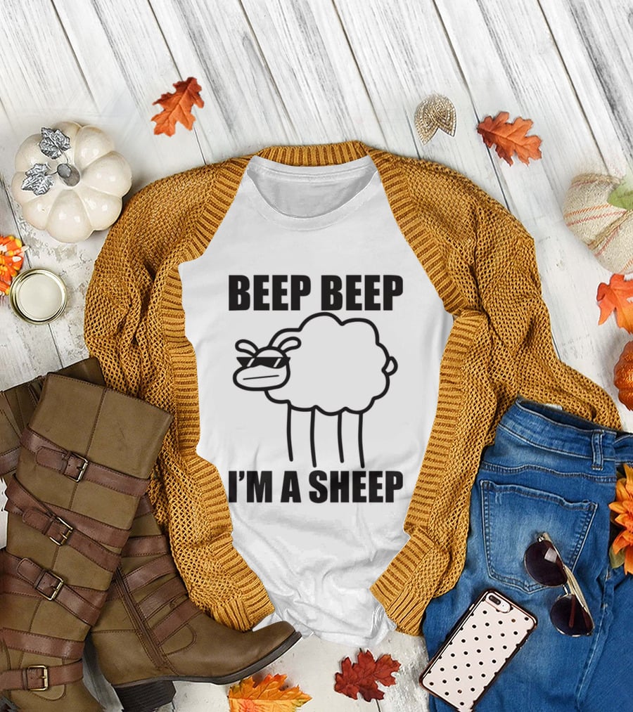 ASDFMOVIE10 Beep Beep I'm a Sheep Racerback Tank T-Shirt