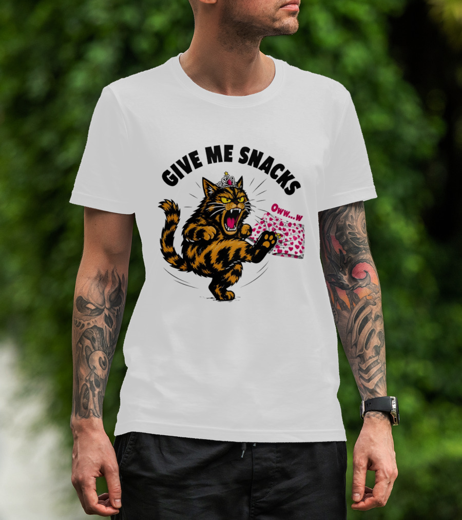 Cat Crown Give Me Snacks Owww W Wild Feline Fun T-Shirt