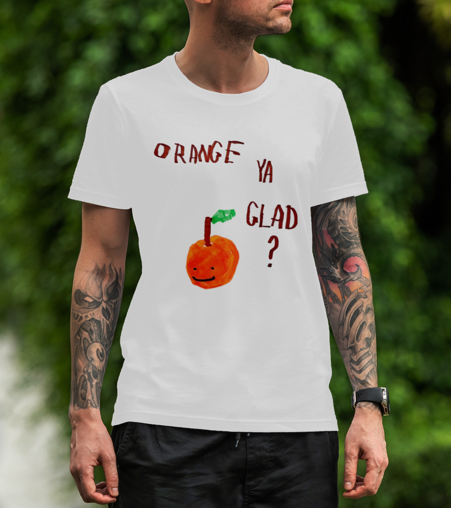 Orange Ya Glad Fruit Pun Food Punny Paint Playful Orange T-Shirt