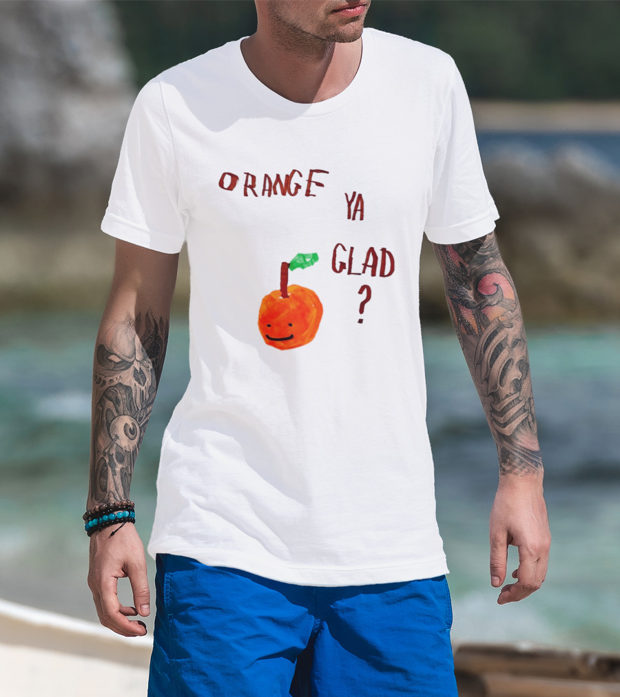 Orange Ya Glad Fruit Pun Food Punny Paint Playful Orange T-Shirt