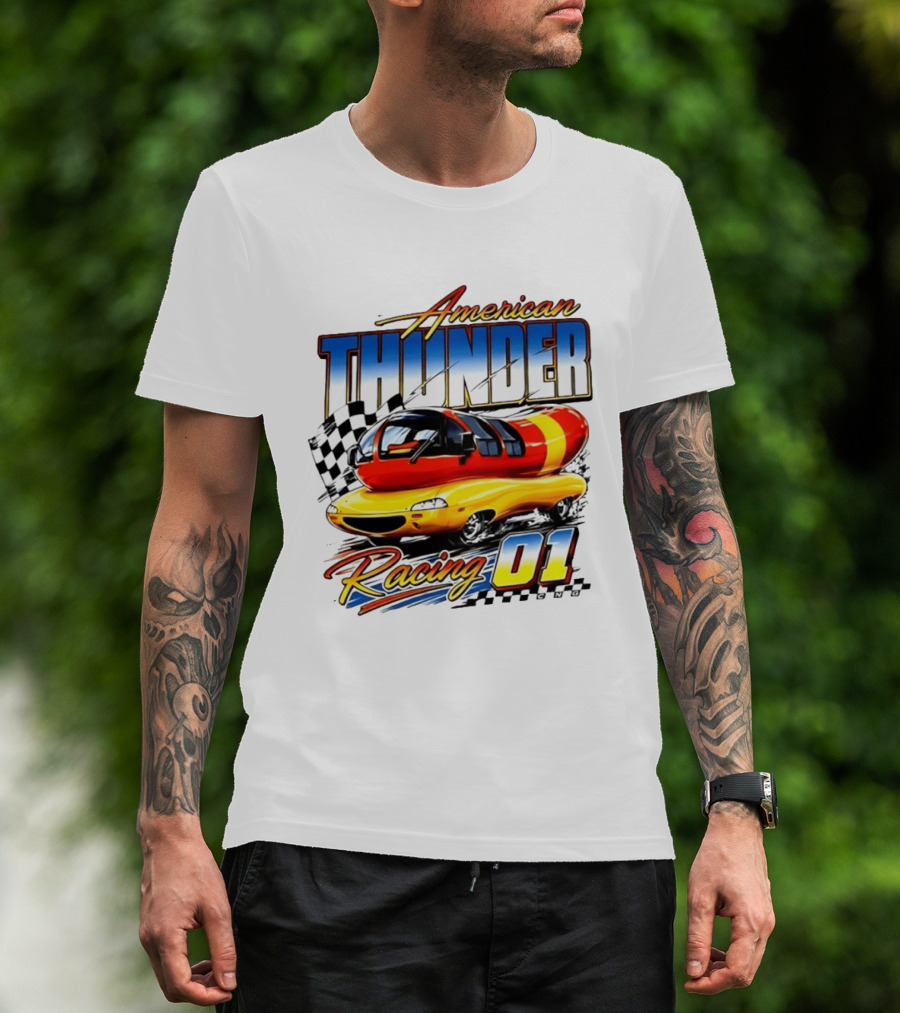 Oscar Mayer American Thunder Racing 01 Car Checkered Flag T-Shirt
