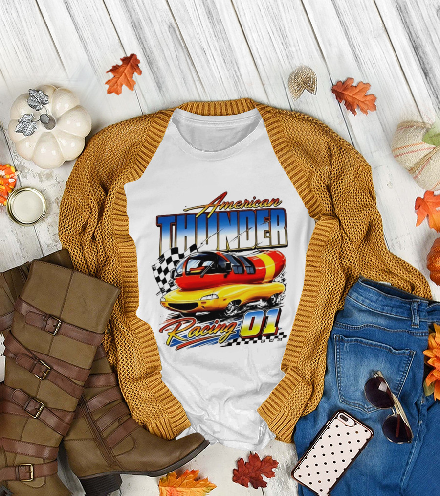 Oscar Mayer American Thunder Racing 01 Car Checkered Flag T-Shirt