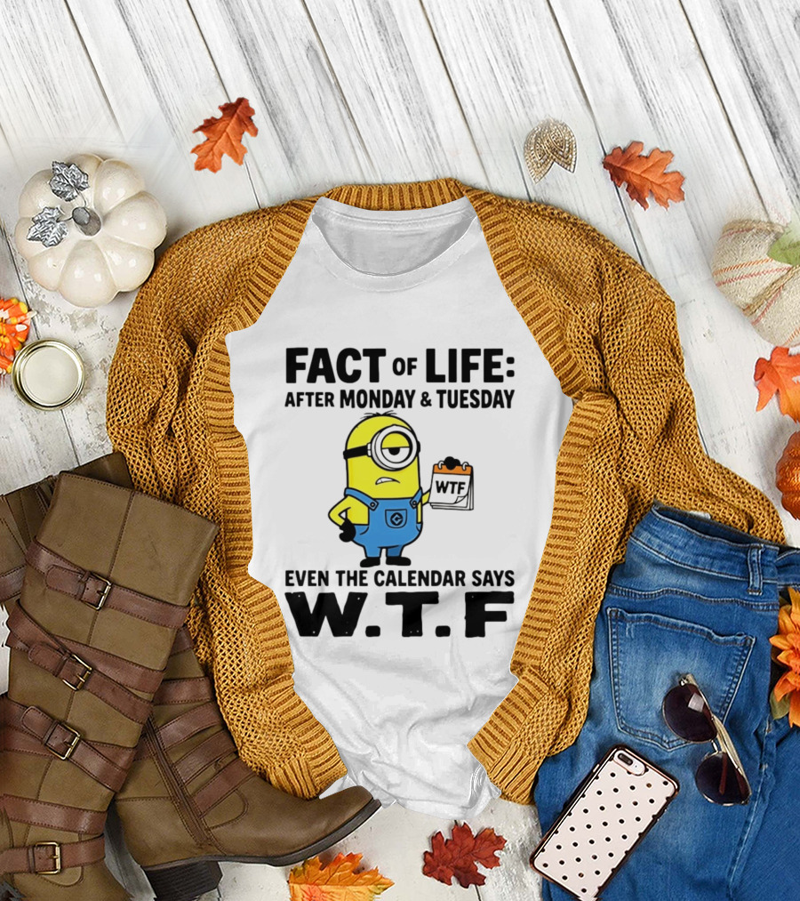 Fact of Life After Monday Tuesday Even the Calendar Says WTF Minion T-Shirt