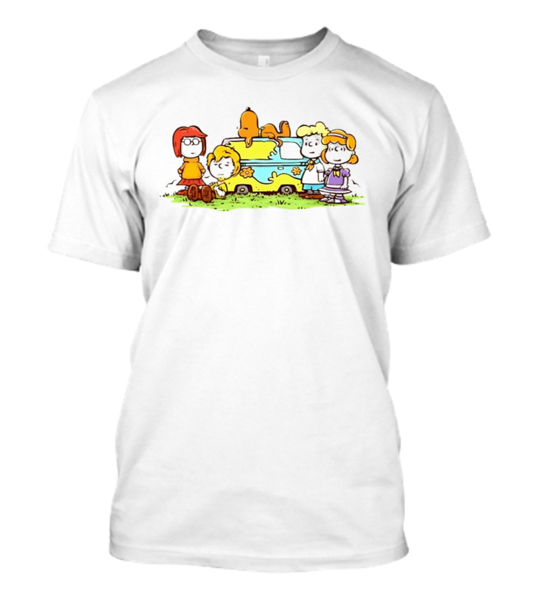 Scooby Doo Snoopy Crossover With Mystery Machine And Peanuts Characters T-Shirt