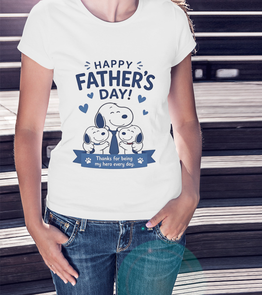 Snoopy Peanuts Happy Father's Day Thanks For Being My Hero Every Day T-Shirt