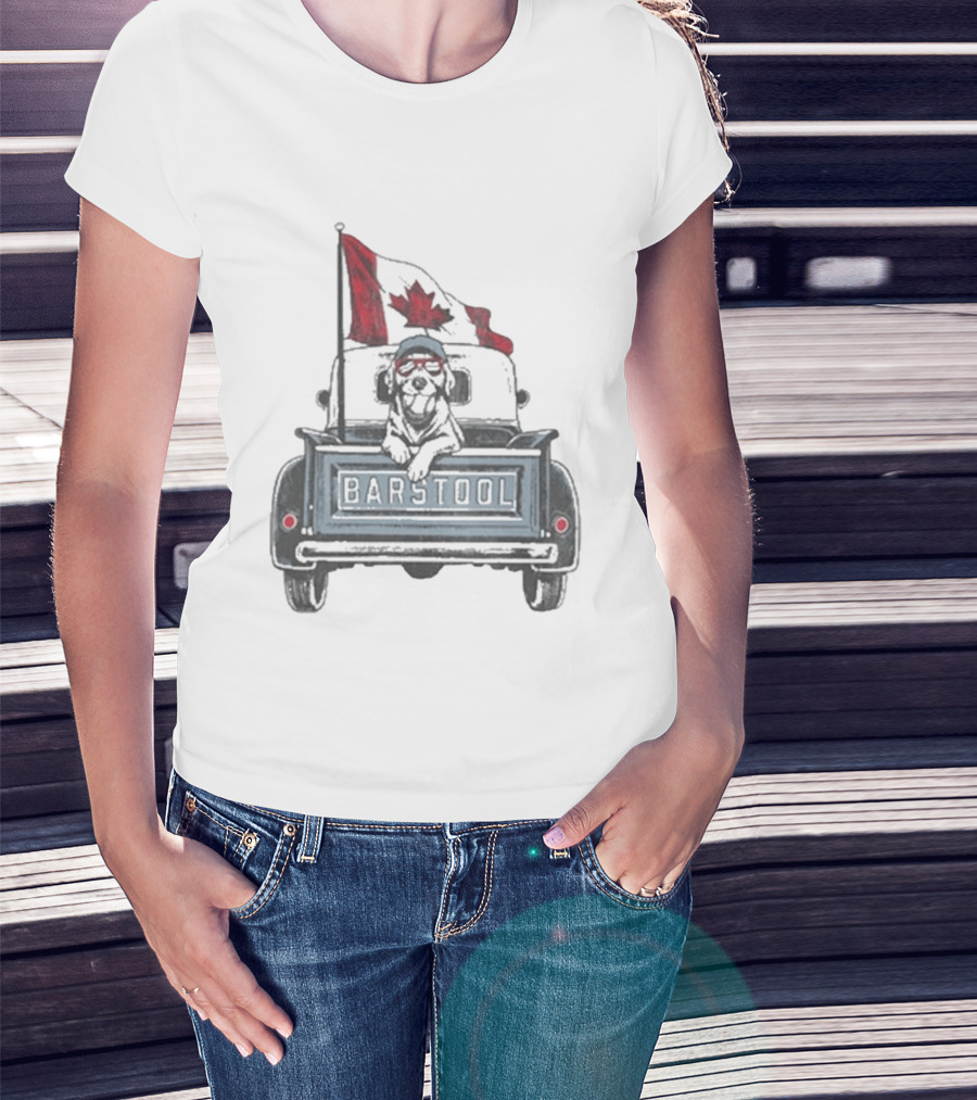 Barstool Truck Life Canadian Flag Dog T-Shirt
