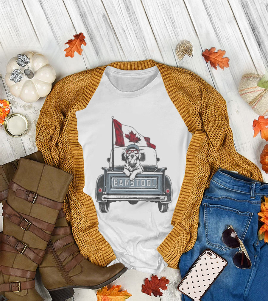 Barstool Truck Life Canadian Flag Dog T-Shirt