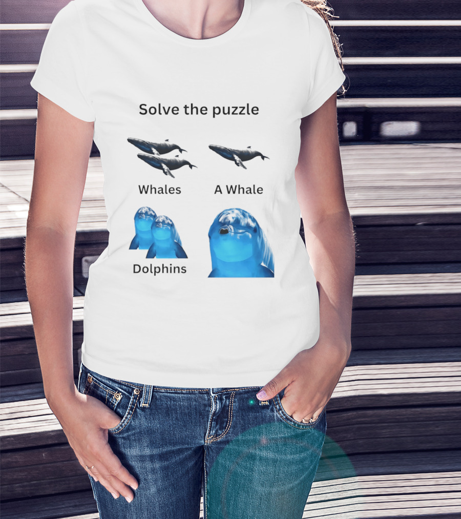 Solve The Puzzle Whales A Whale Dolphins Wordplay T-Shirt