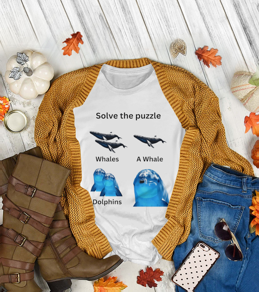 Solve the Puzzle Whales A Whale Dolphins Wordplay T-Shirt