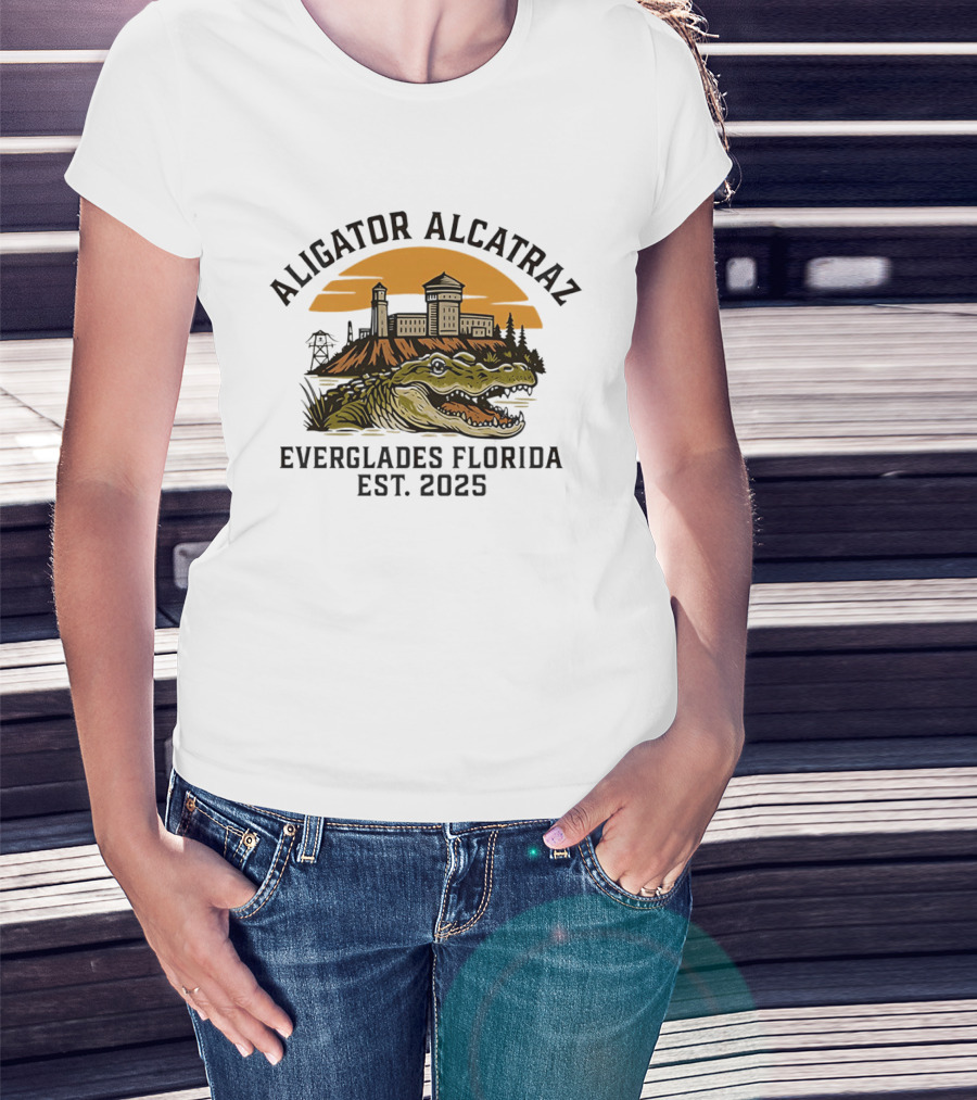 Aligator Alcatraz Everglades Florida Est 2025 T-Shirt