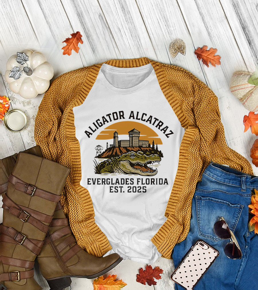 Aligator Alcatraz Everglades Florida Est 2025 T-Shirt