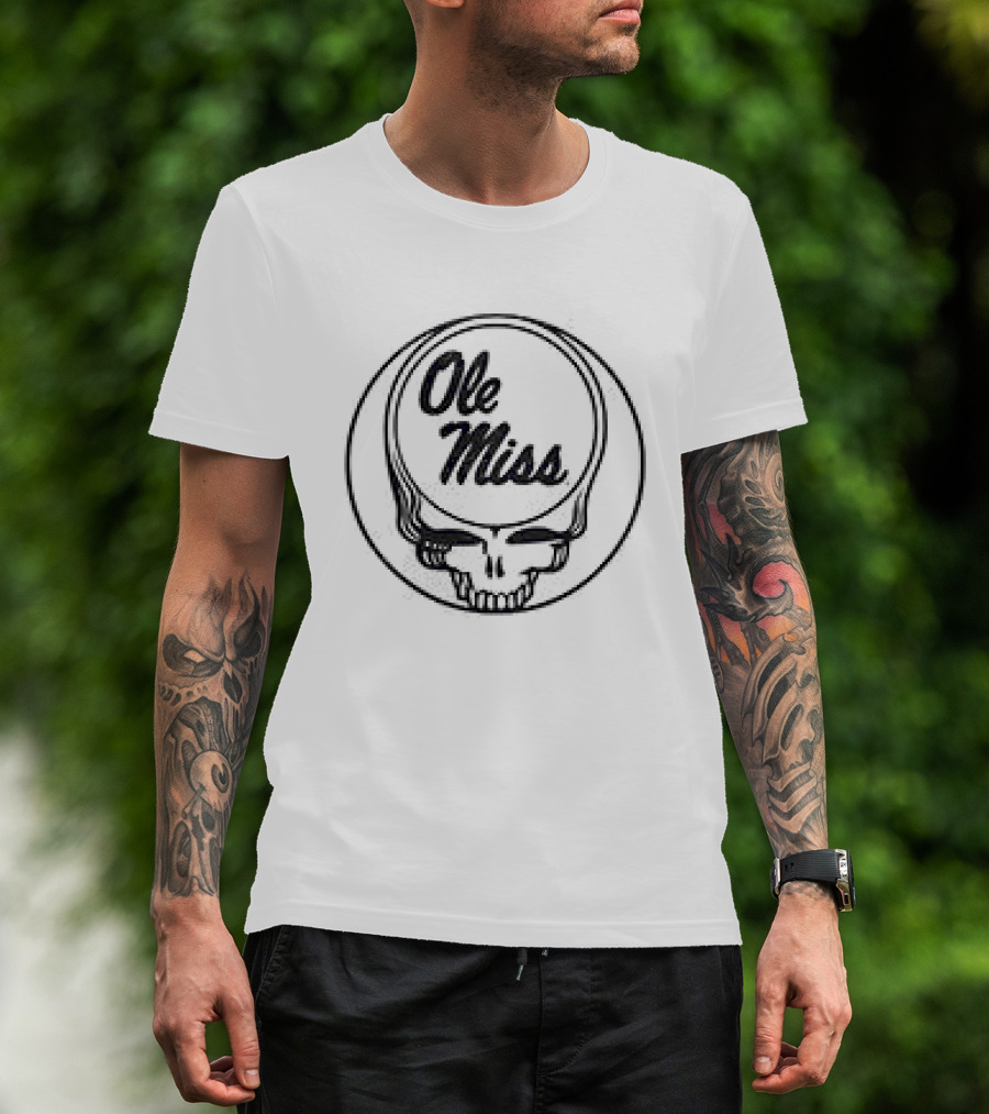 Grateful Dead Ole Miss Rebels Basketball Collaboration Skull T-Shirt