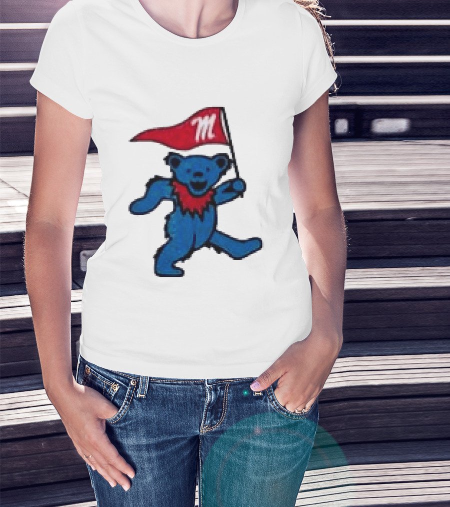 Grateful Dead Ole Miss Rebels Bears M Flag T-Shirt
