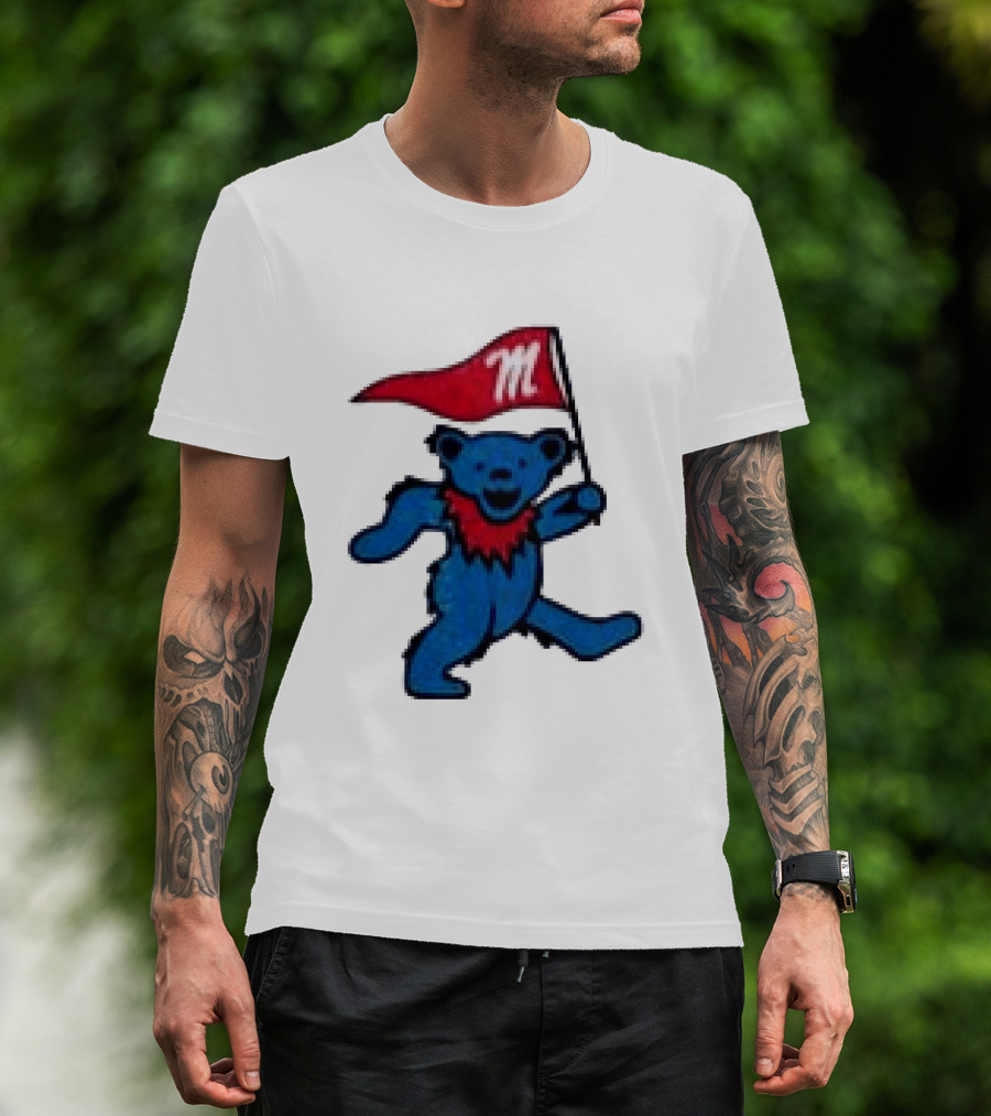 Grateful Dead Ole Miss Rebels Bears M Flag T-Shirt