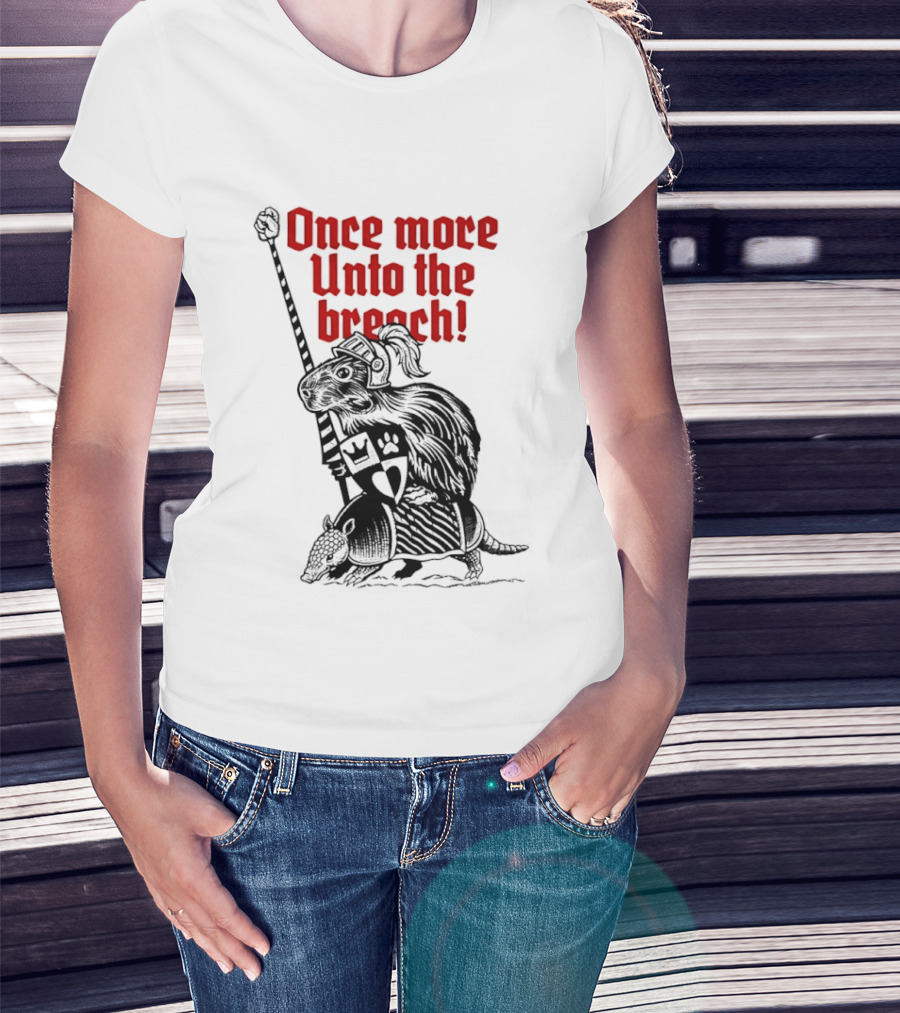 Sir Capy Once More Unto The Breach Knight Capybara With Sword T-Shirt