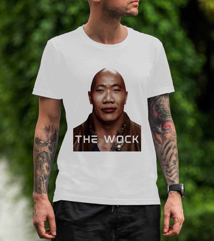 The Wock Parody Face Mashup The Rock And Wok T-Shirt