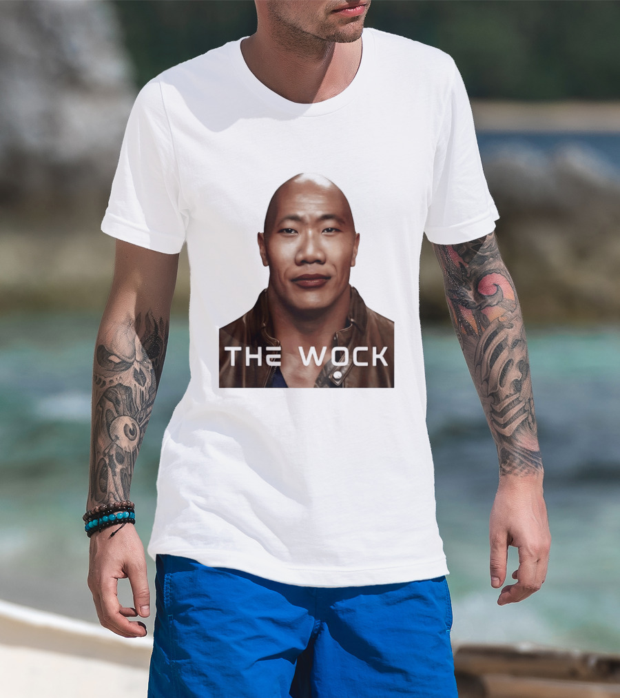 The Wock Parody Face Mashup The Rock And Wok T-Shirt