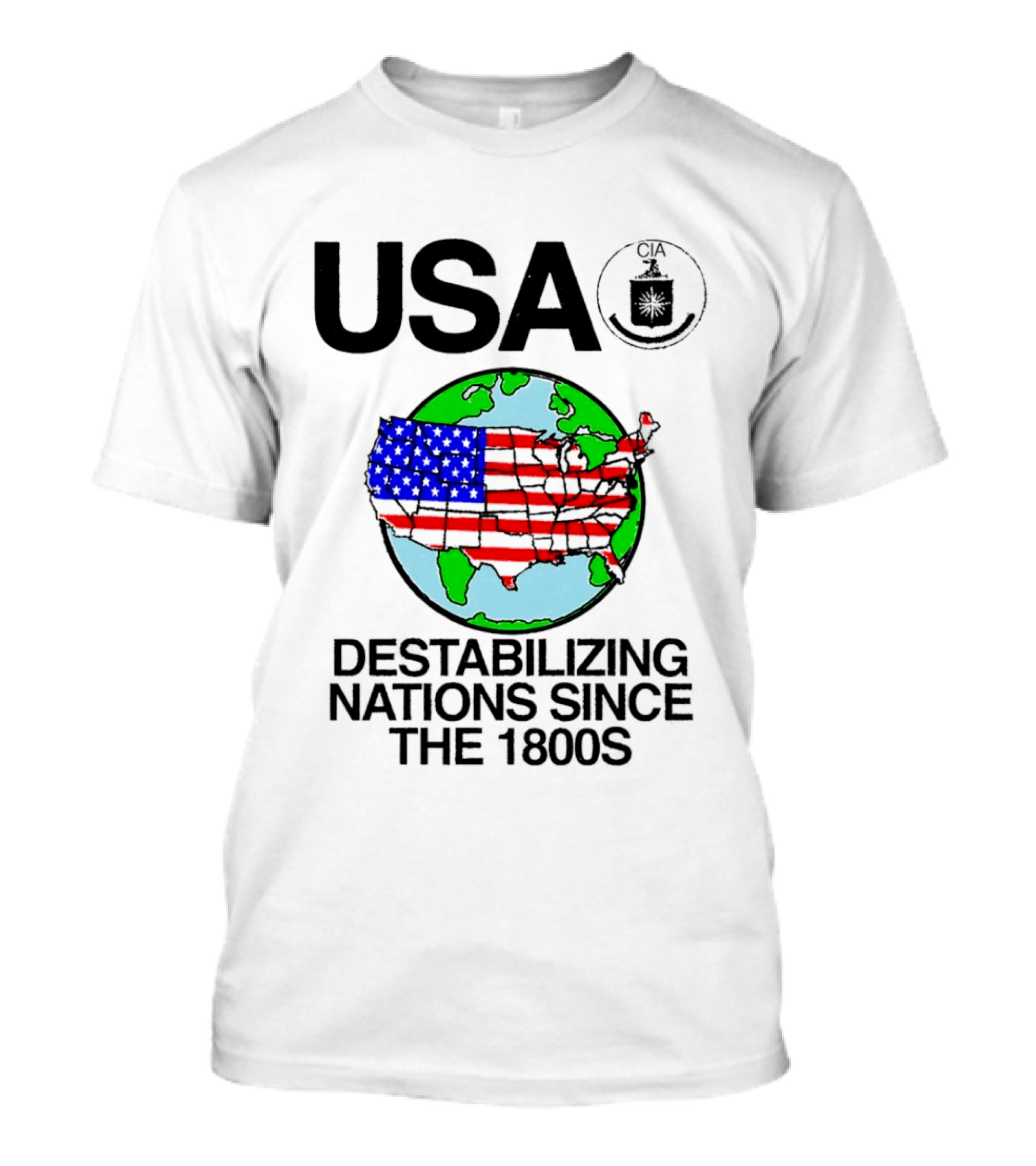 USA Destabilizing Nations Globe Map Theme Since The 1800s T-Shirt
