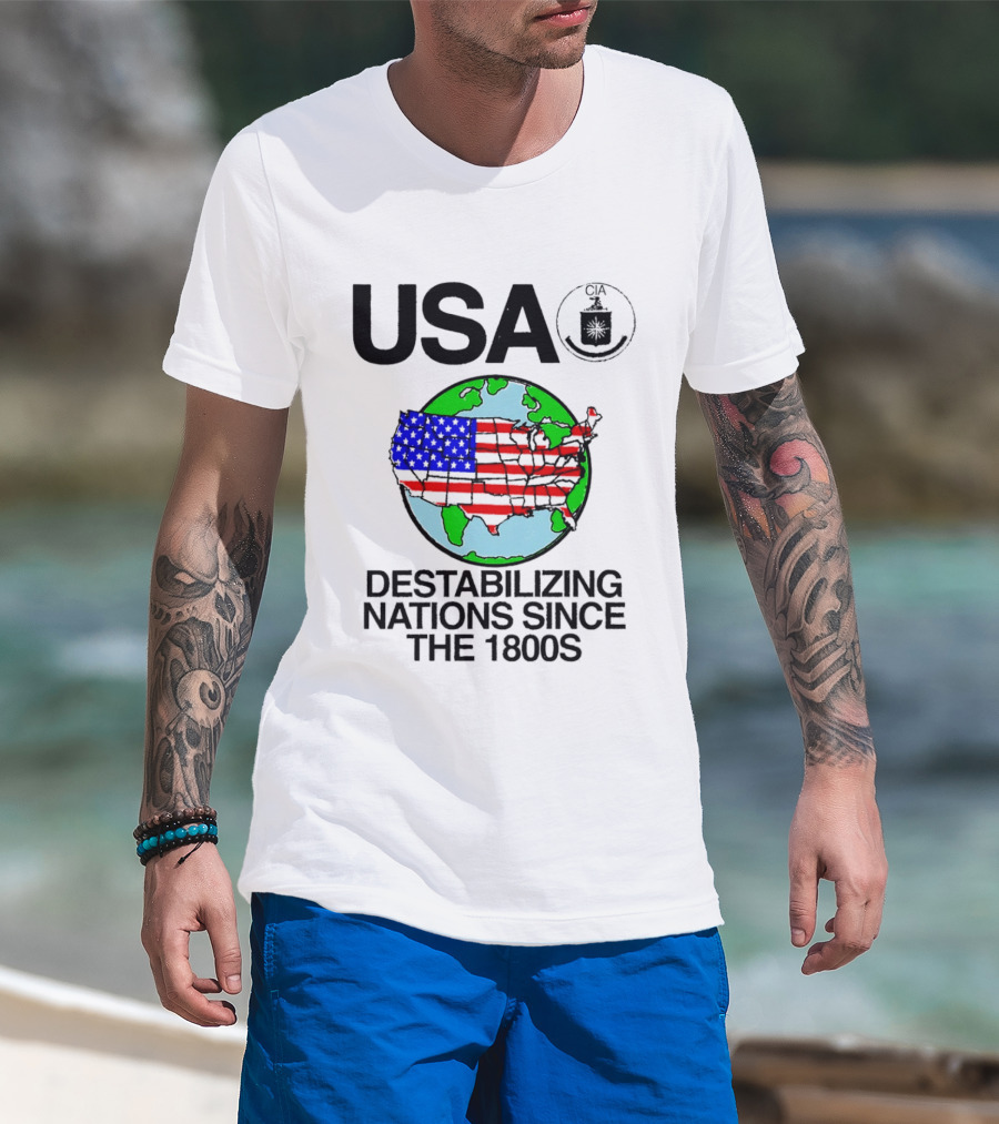 USA Destabilizing Nations Globe Map Theme Since The 1800s T-Shirt