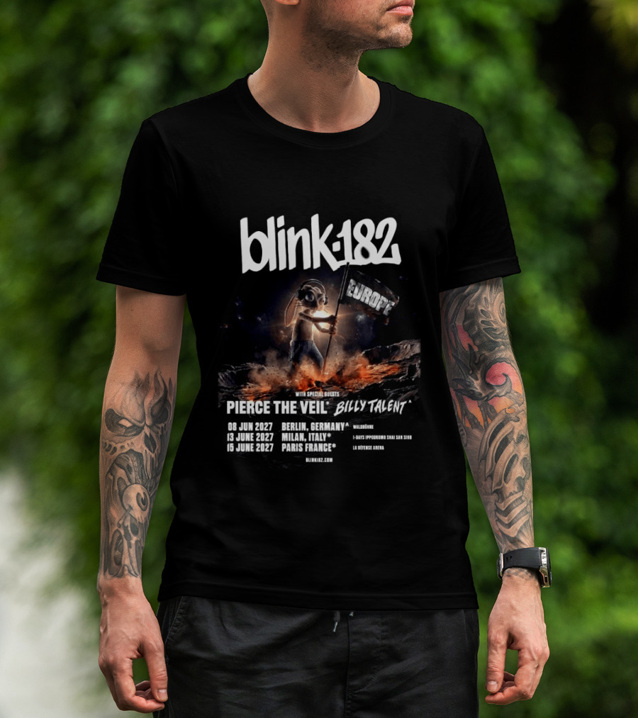 Blink 182 Europe Tour 2027 Dates Germany Italy France With Pierce The Veil Billy Talent T-Shirt