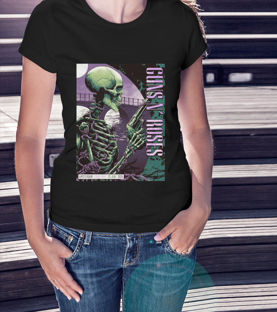 Guns N Roses Amsterdam Ziggo Dome 20 June 2026 Skeleton Bridge T-Shirt