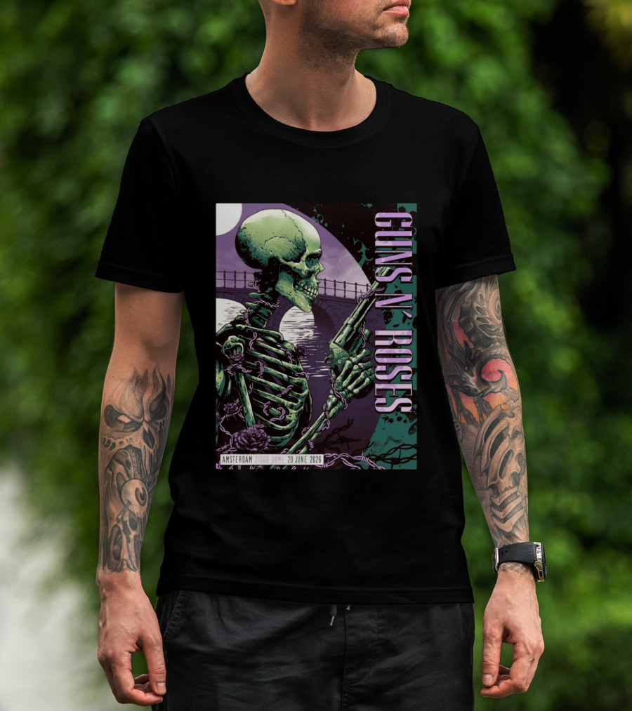 Guns N Roses Amsterdam Ziggo Dome 20 June 2026 Skeleton Bridge T-Shirt