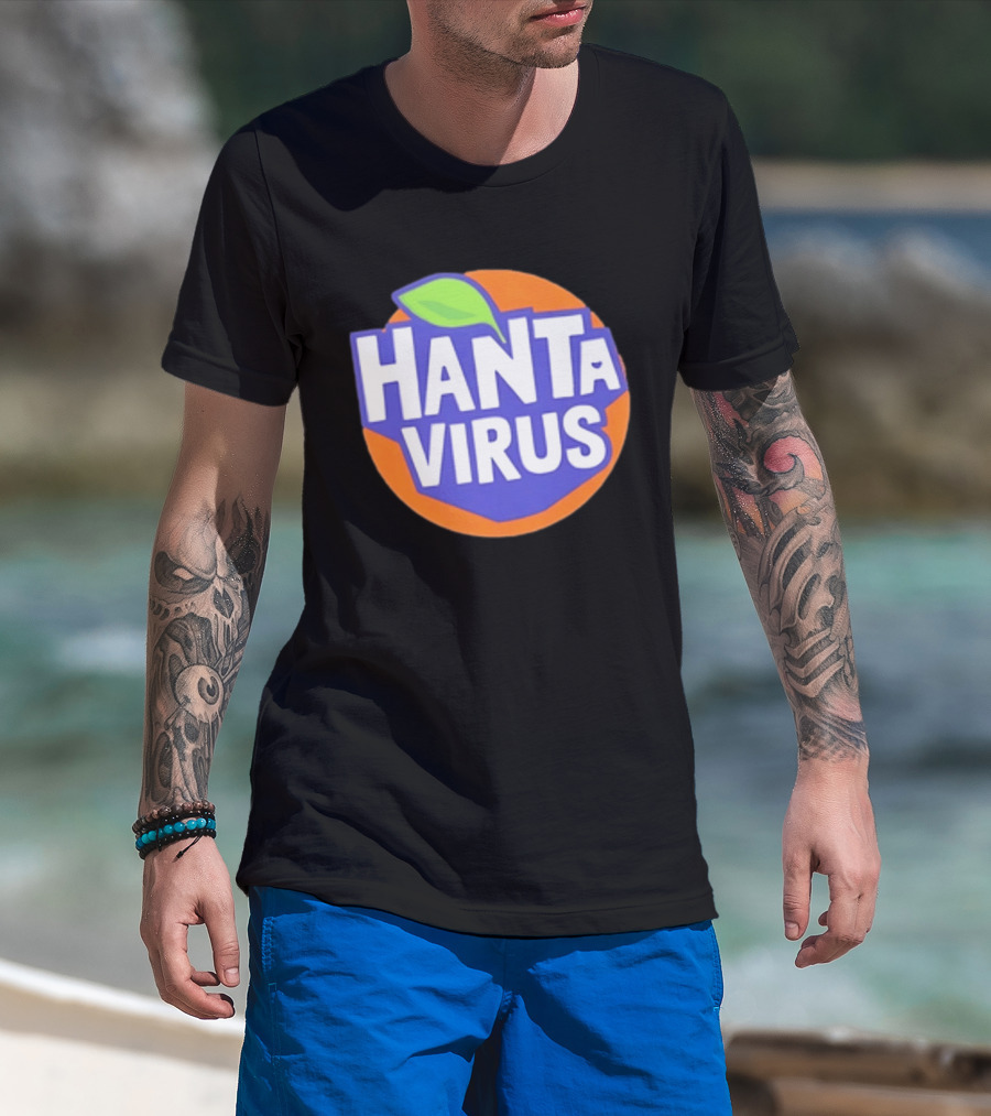 Hanta Virus Fanta Orange Circle With Green Leaf T-Shirt