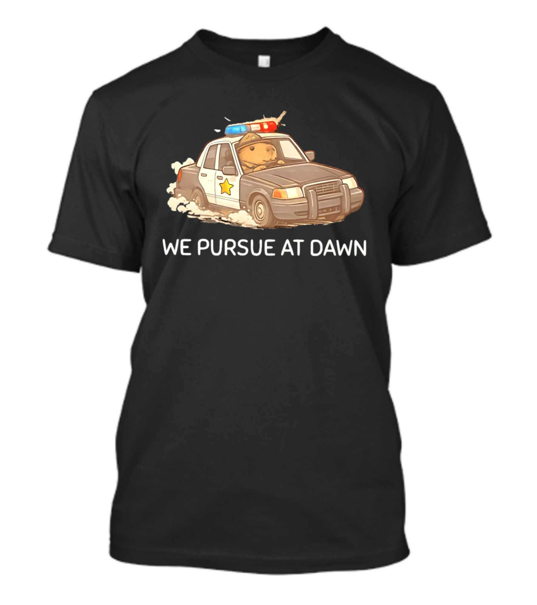 Capybara Police Car We Pursue At Dawn T-Shirt