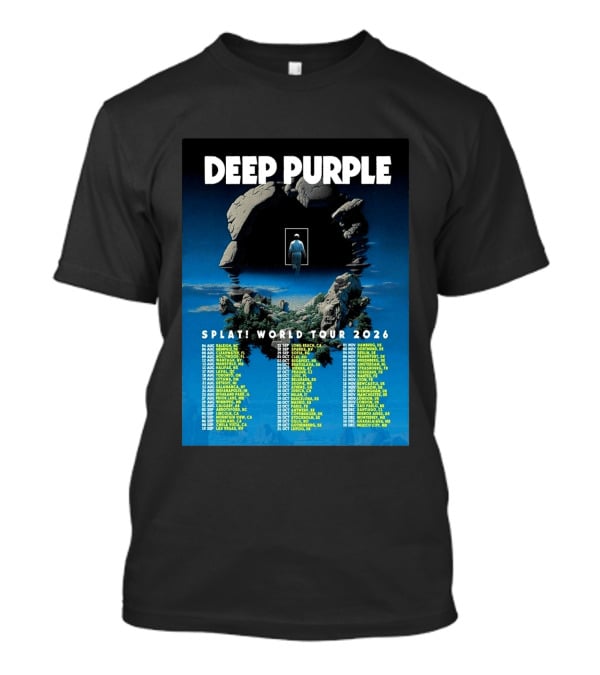 Deep Purple Splat World Tour 2026 Schedule And Dates Raleigh To Mexico City T-Shirt
