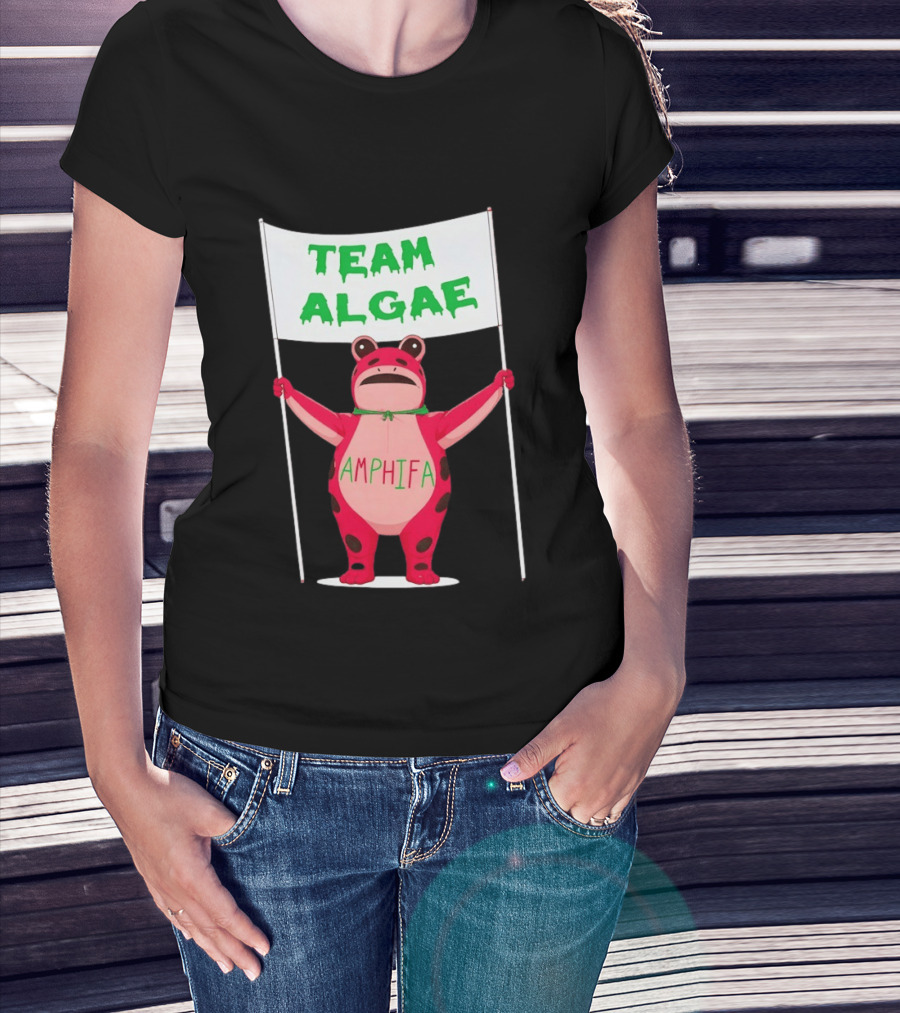 Team Algae Amphifa Frog Holding Banner T-Shirt