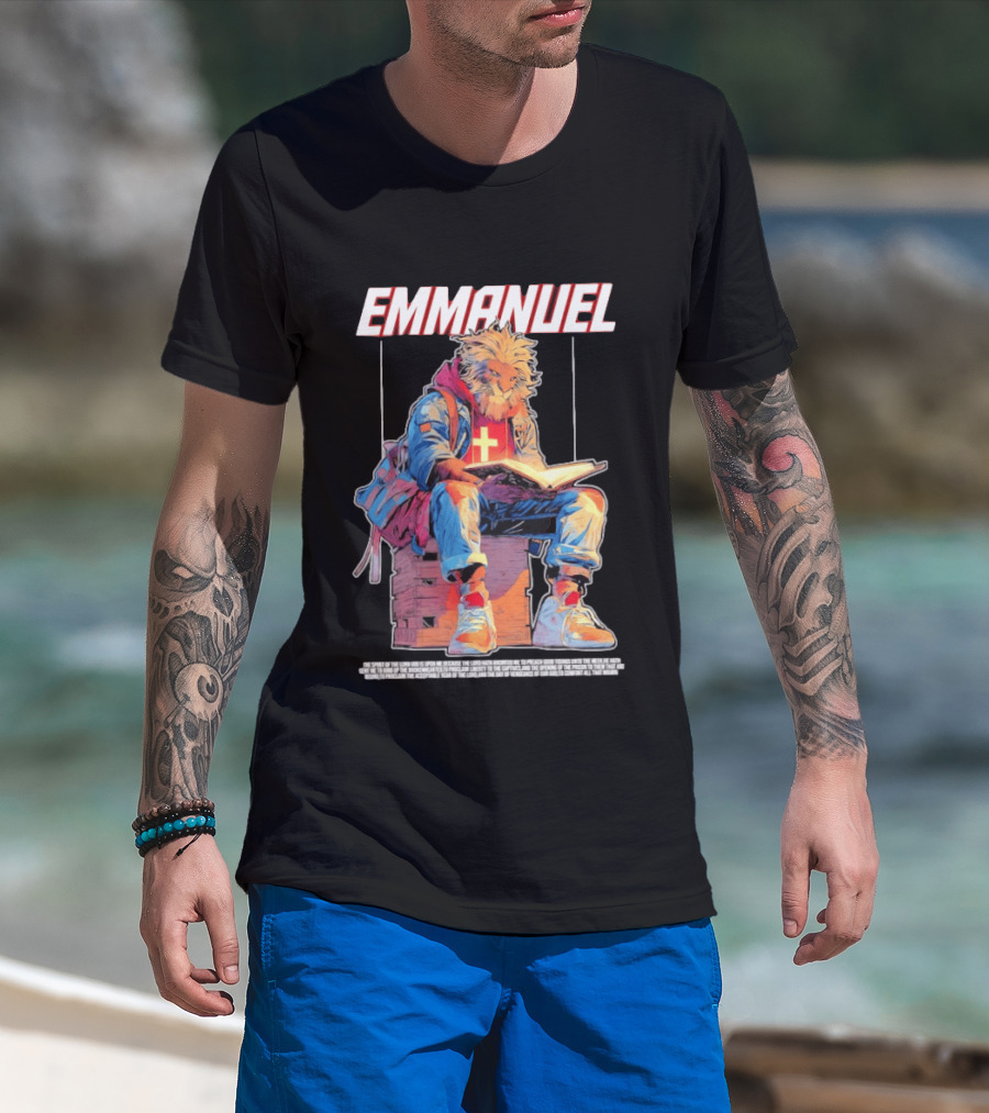 Emmanuel The Spirit Of The Lord God Is Upon Me Lion Reading To Comfort All That Mourn T-Shirt