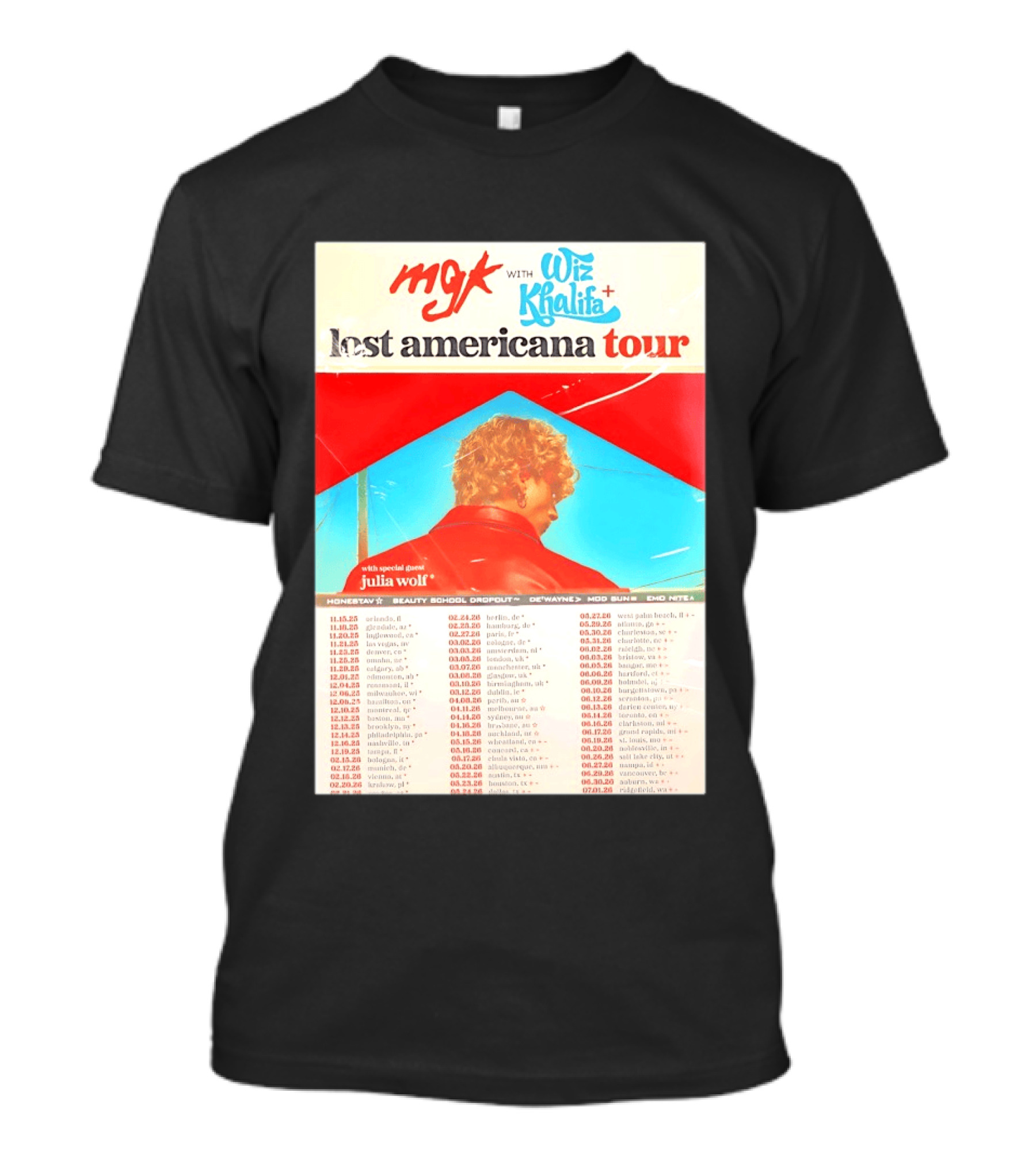 MGK Wiz Khalifa Lost Americana Tour Julia Wolf Guest T-Shirt
