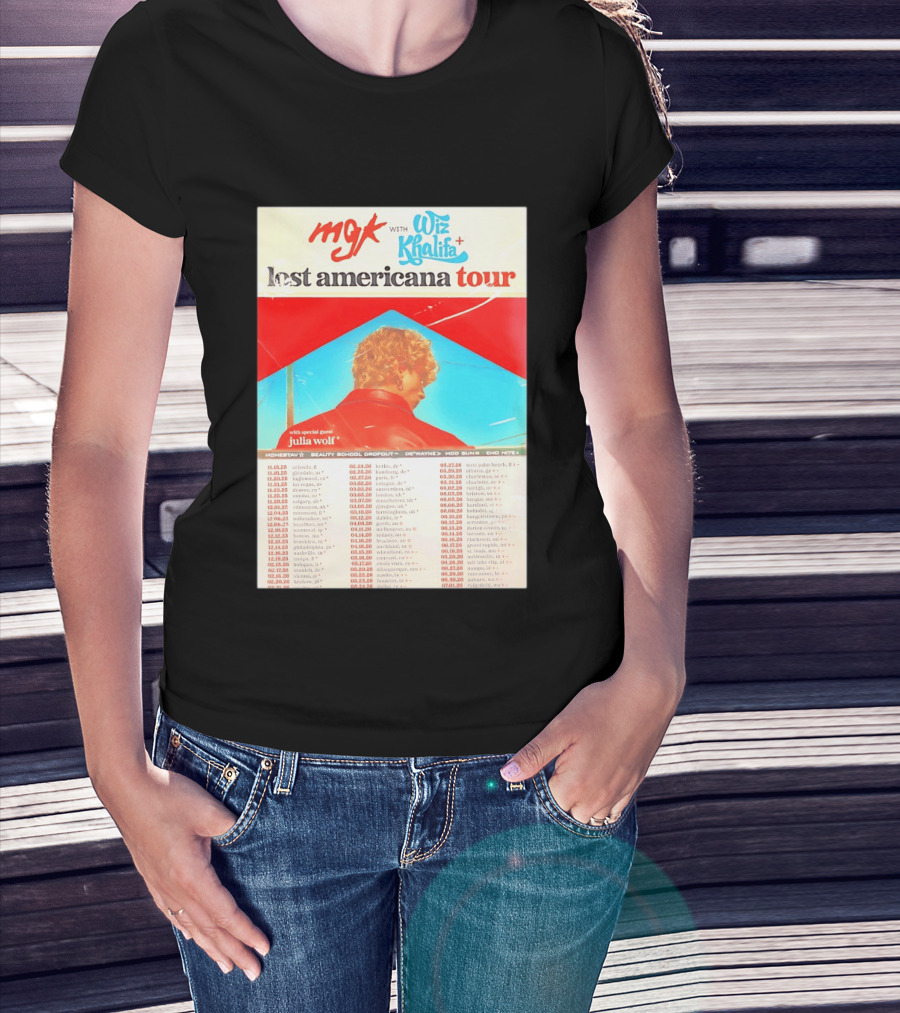 MGK Wiz Khalifa Lost Americana Tour Julia Wolf Guest T-Shirt