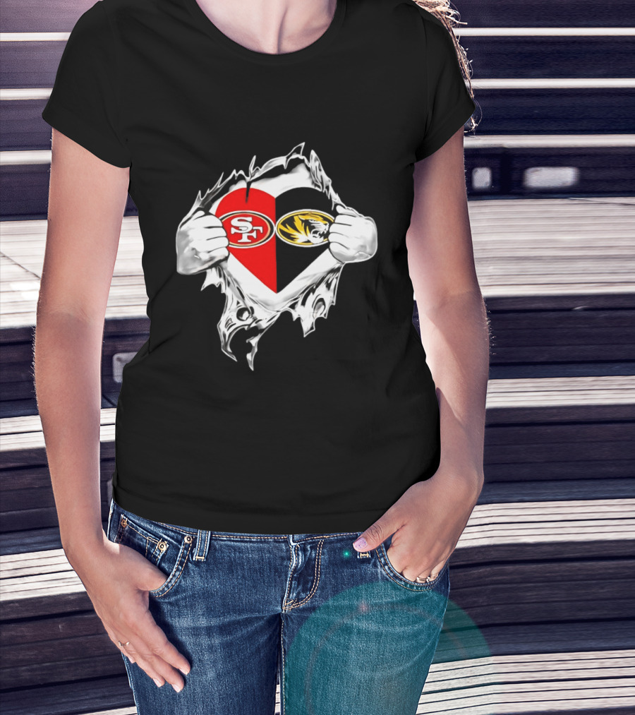 Missouri Tigers San Francisco 49ers Heart Logo Fan Passion T-Shirt