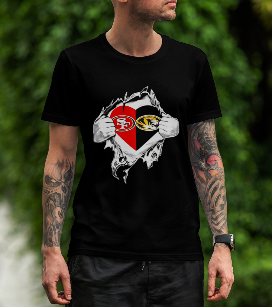Missouri Tigers San Francisco 49ers Heart Logo Fan Passion T-Shirt