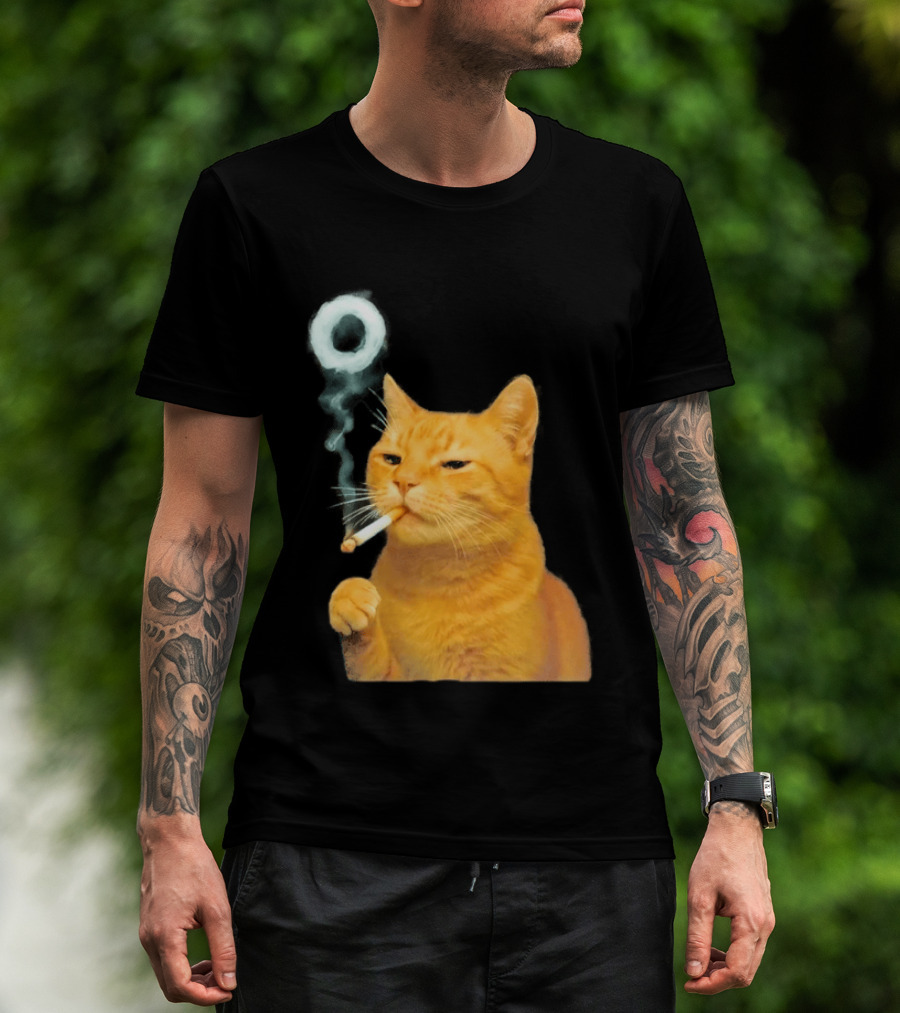Smoking Cat With Cigarette And Smoke Ring T-Shirt