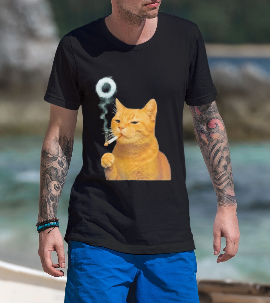 Smoking Cat With Cigarette And Smoke Ring T-Shirt