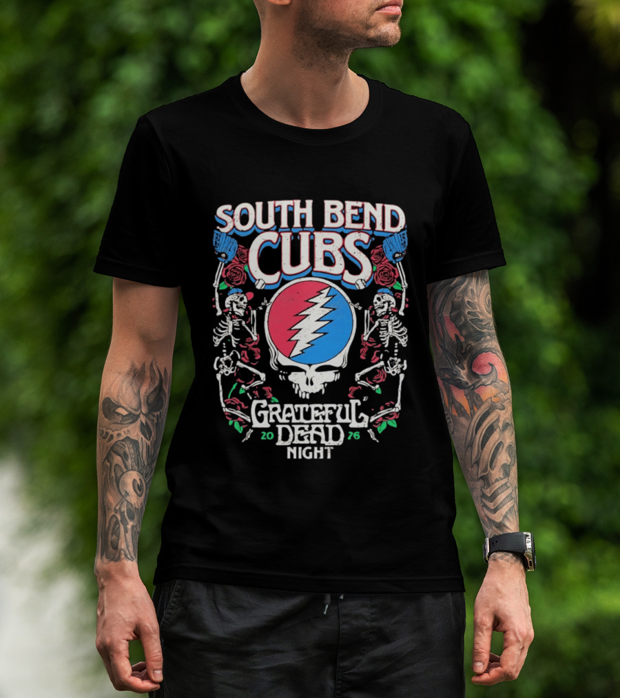 South Bend Cubs 2026 Grateful Dead Night Steal Your Face Baseball Skeleton T-Shirt