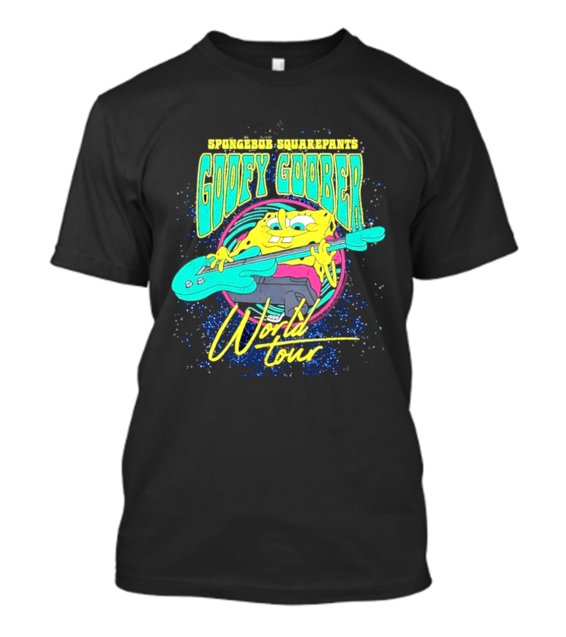 Sponge SquarePants Goofy Goober World Tour Rocking Out With Guitar T-Shirt