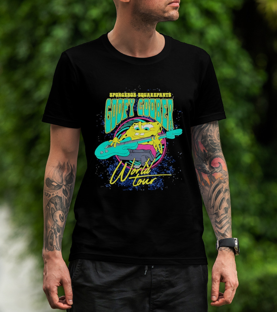 Sponge SquarePants Goofy Goober World Tour Rocking Out With Guitar T-Shirt