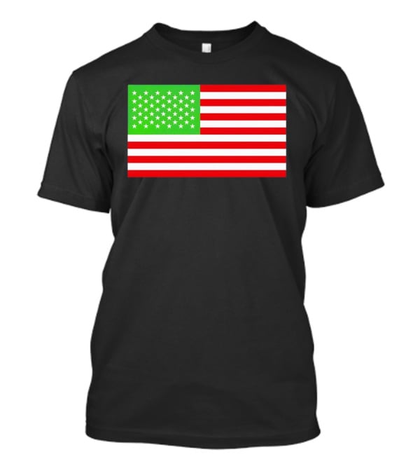Team Algae Reflecting Pond Green Stars United States National Flag USA 4th Of July T-Shirt