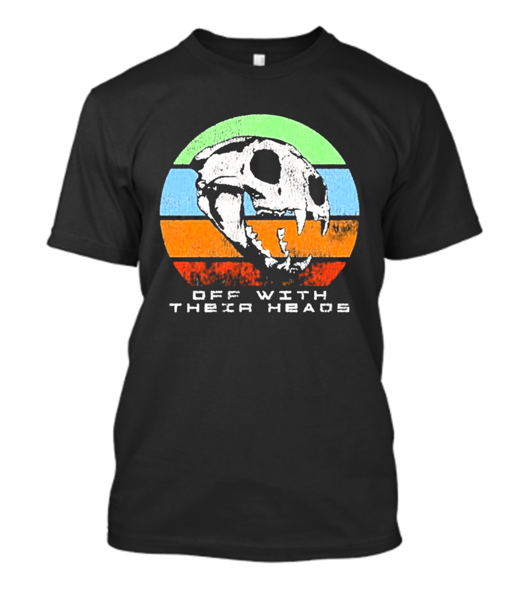 Off With Their Heads Skull Rainbow Stripes T-Shirt