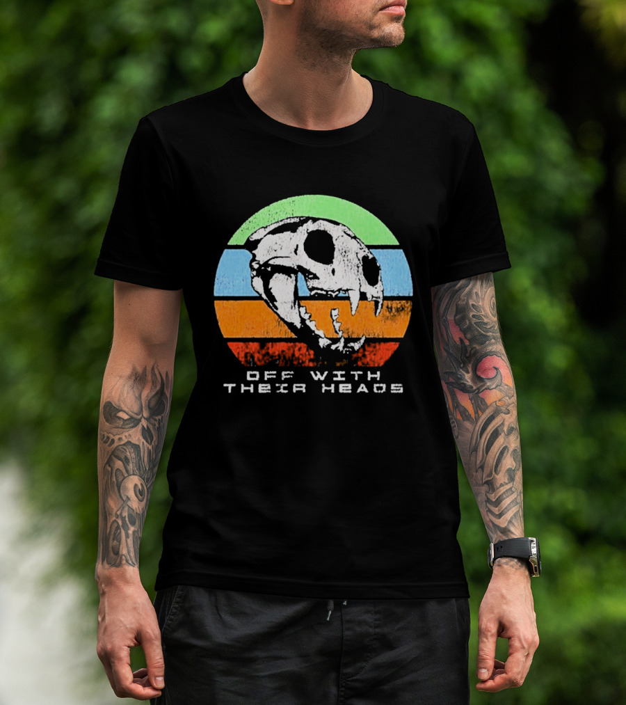 Off With Their Heads Skull Rainbow Stripes T-Shirt