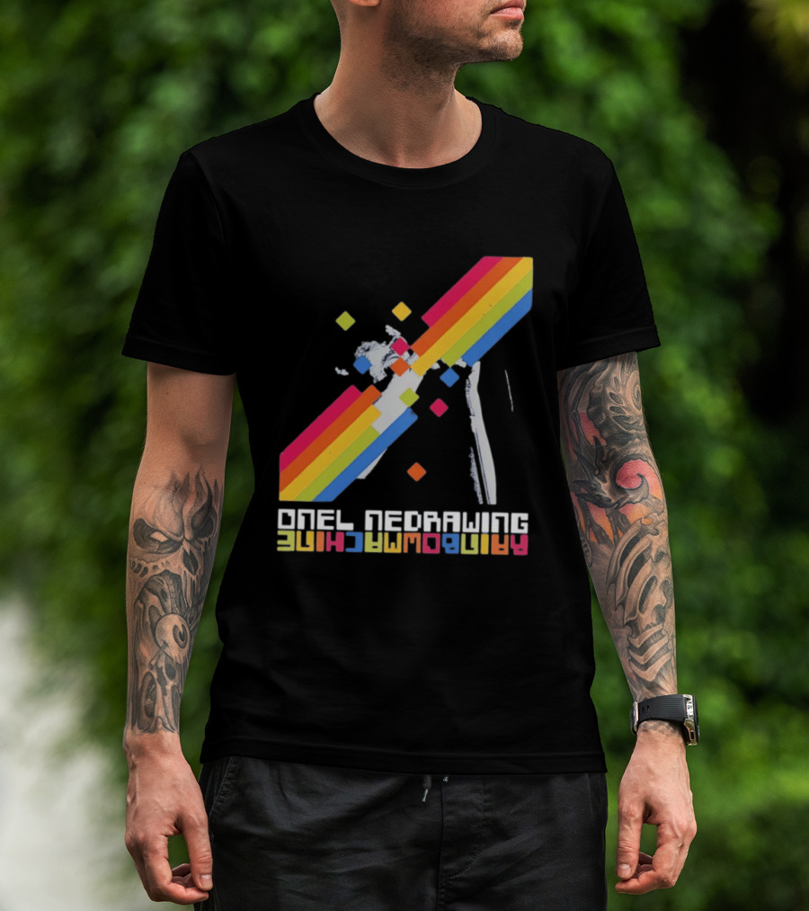 Onelinedrawing Rainbowmachine Colorful Abstract Blocks T-Shirt