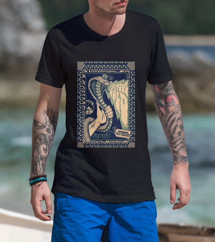 Primus June 17 2023 Walmart Arkansas Amphitheater Clapool Lennon Delirium Frog Brigade Concert Snake Earth T-Shirt
