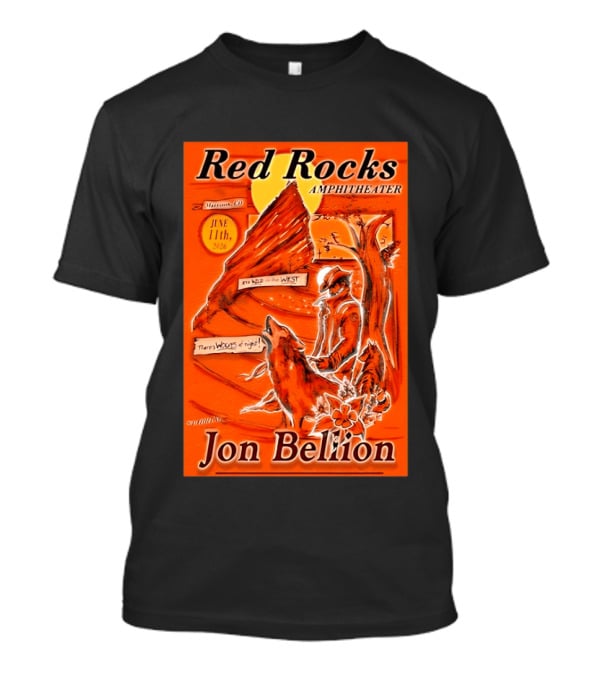 Red Rocks Amphitheater Jon Bellion Concert June 11th 2026 Cowboy And Wolf In Wild West Morrison Colorado T-Shirt