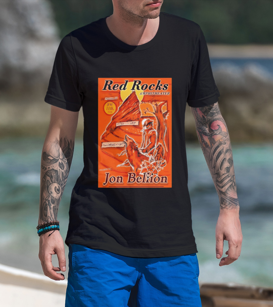 Red Rocks Amphitheater Jon Bellion Concert June 11th 2026 Cowboy And Wolf In Wild West Morrison Colorado T-Shirt