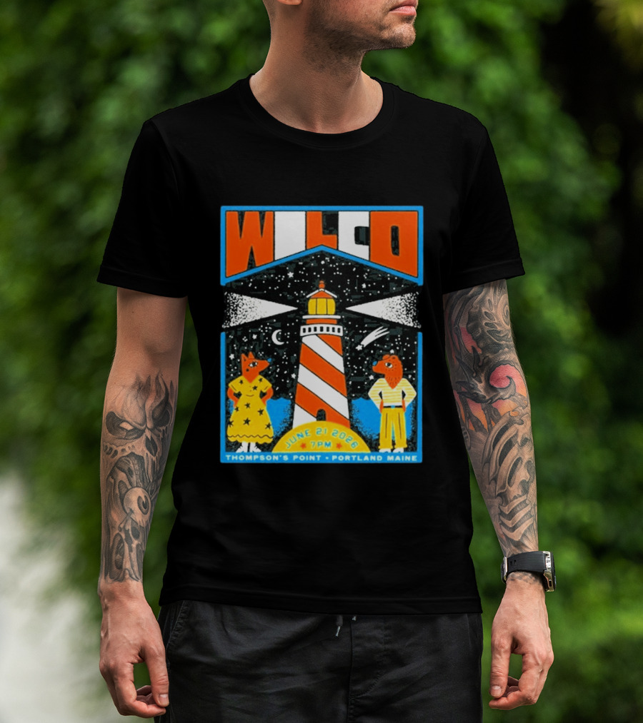 Wilco June 21 2026 Thompson's Point Portland Maine Lighthouse Concert Tour T-Shirt